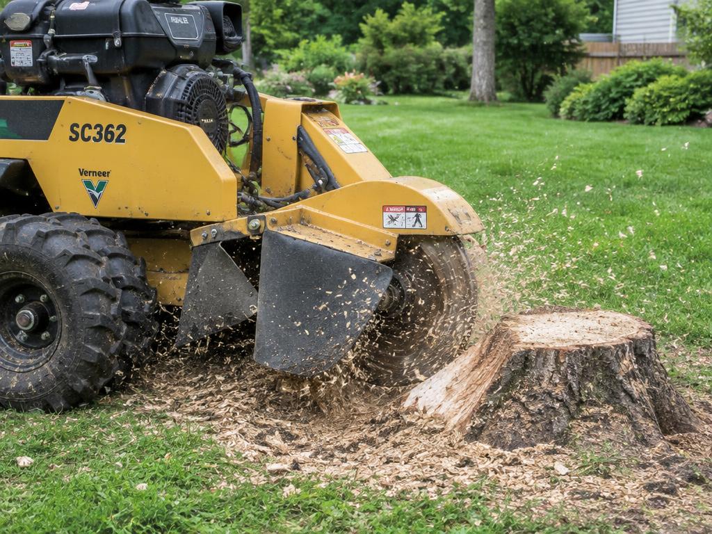 Stump grinder removing a stump